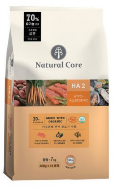 네츄럴코어 유기농 연어 강아지사료 7kg x 2, 2개