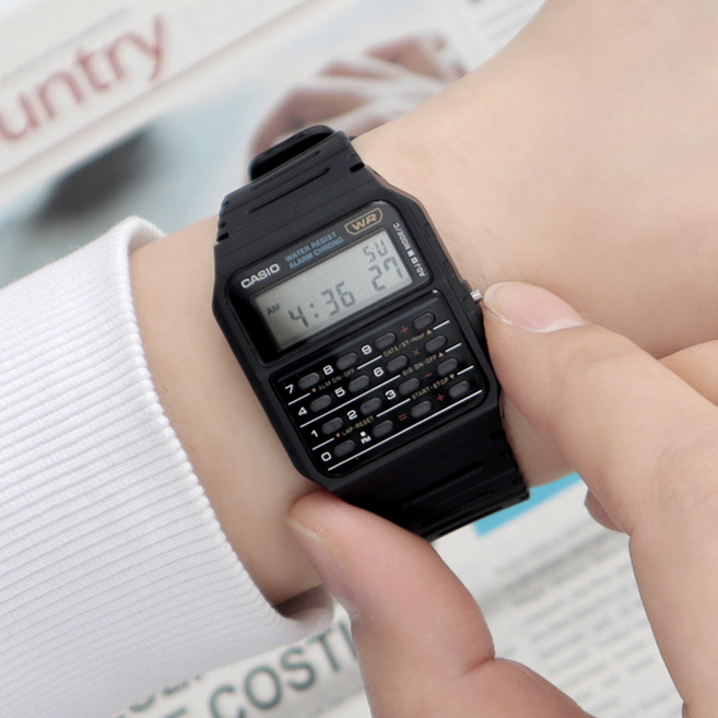 카시오 듀얼타임 계산기 디지털 빈티지 컬러 데이터 뱅크 손목시계