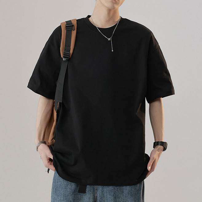 온드레 남성 빅사이즈 오버핏 비침없는 무지 반팔 티셔츠