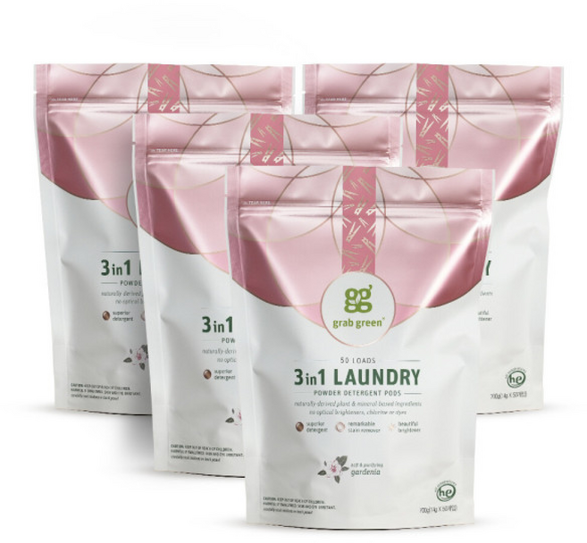 그랩그린 캡슐세제 민감 중성 가루 세탁세제 가드니아, 4개, 4개입