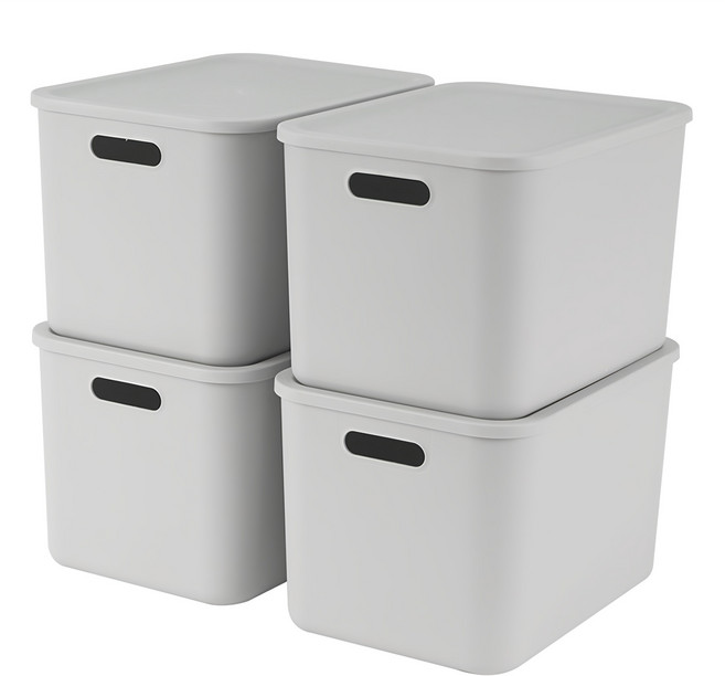 엠비코 국내산 다용도 팬트리 리빙박스, 그레이, 4개