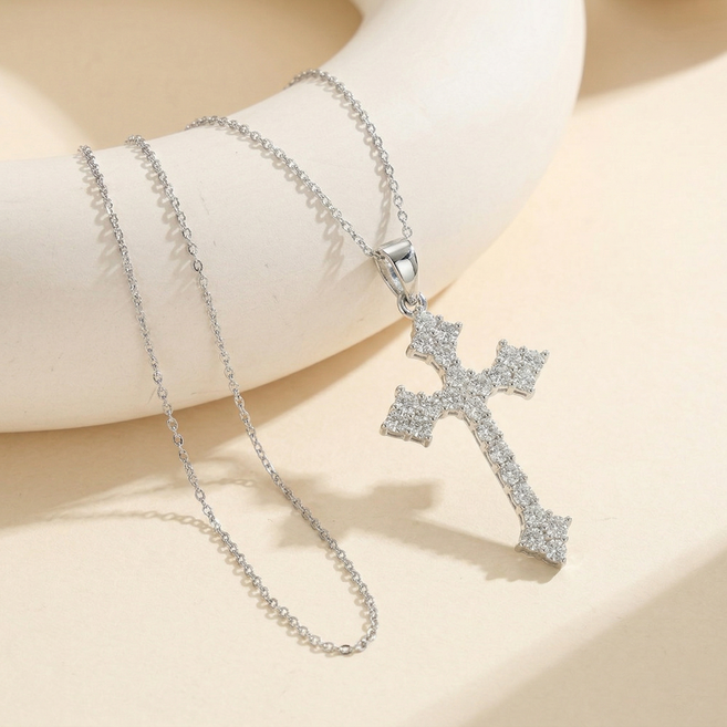 큐빅 십자가 목걸이 크로스 펜던트 데일리 레이어드 목걸이