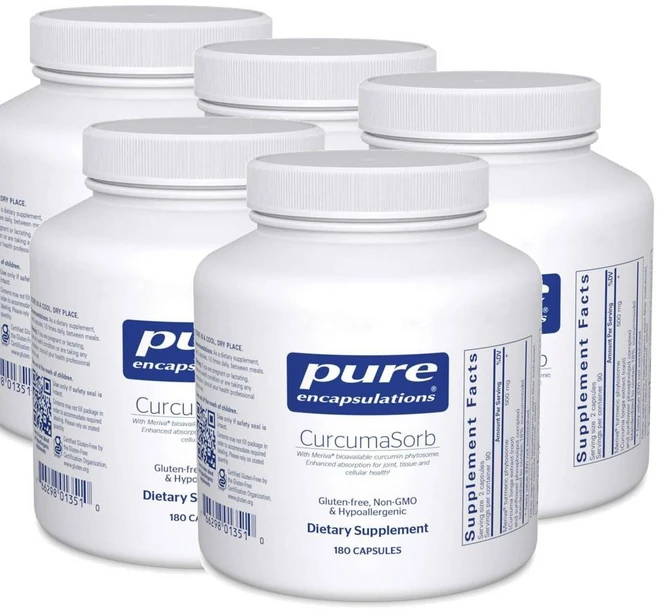 퓨어인캡슐레이션 커큐마소브 터메릭 피토솜 캡슐 Pure Encapsulations CurcumaSorb, 5개, 180정 - 쿠팡