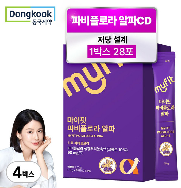 동국제약 마이핏 이보영 파비플로라 알파CD 저당 설계 액상 스틱, 4개, 420g