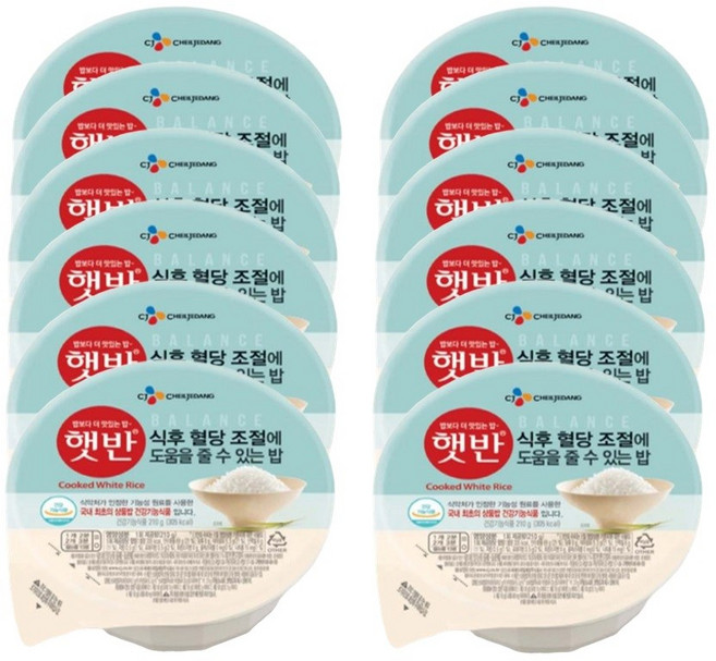 햇반 식후 혈당조절에 도움을 줄 수 있는 밥, 210g, 12개