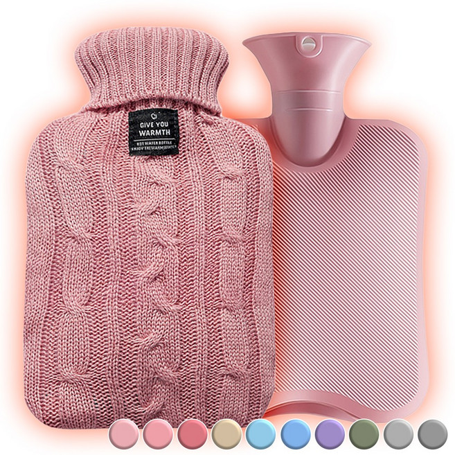 아뜰라임 오래가는 보온 물주머니 핫팩 + 찜질팩 커버 세트 1L 2L, 로즈핑크 2L, 1개