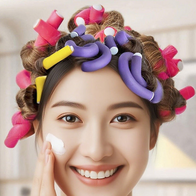 빠롯드세트 셀프파마롯드 소프트 스파이럴 헤어롤 웨이브 헤어롤러, 1개, 혼합색상