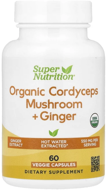 너무좋습니다 Super Nutrition 유기농 동충하초 버섯 + 생강 베지 캡슐 60정 매일 좋아지는느낌, 1개 - 쿠팡