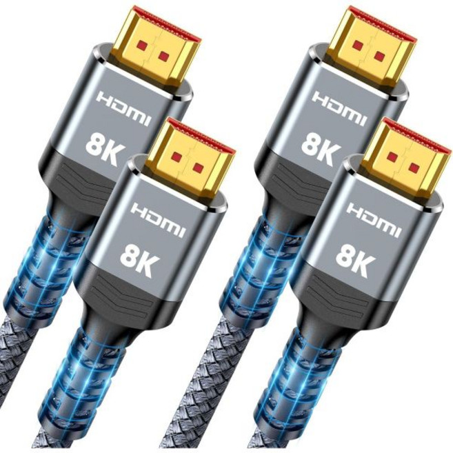 Highwings10K 8K HDMI 2.1 Cable 2Pack 6.6FT 인증 초고속 코드 지원 4K120Hz 8K60Hz Roku TV/HDTV/PS5/Bluray와 호환, 1.5 feet_Grey