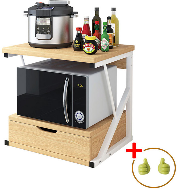 백아가구 전자레인지선반1단 흰색 +1벽걸이, 베이지+화이트