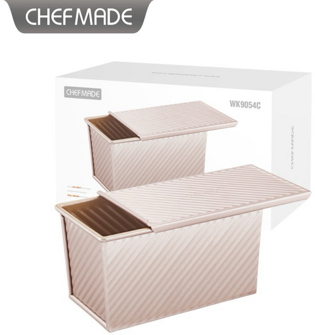 Chefmade學廚wk9054C滑蓋450克波紋吐司模含蓋烤模, 1個