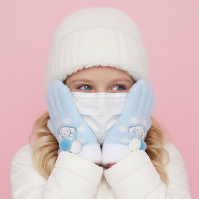 산리오 겨울 극세사 수면사 니트장갑