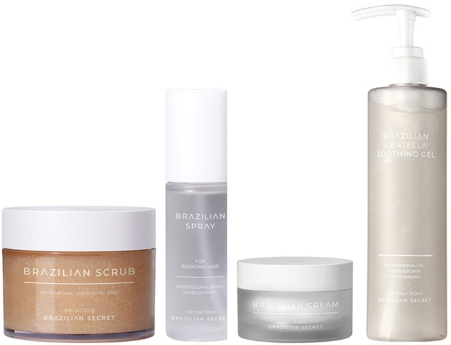 브라질리언시크릿 브라질리언 왁싱 애프터케어 세트 왁싱 후 인그로운헤어 관리, 퍼펙트케어(스크럽+스프레이+수딩젤+화이트닝크림), 스트로베리&로즈마리, 1개