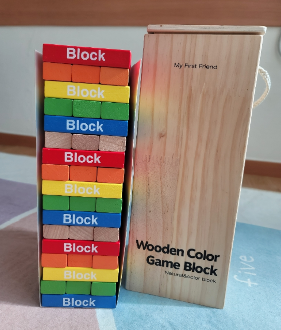 토도리브로 원목 칼라 블록 젠가 게임, MIX, 3개