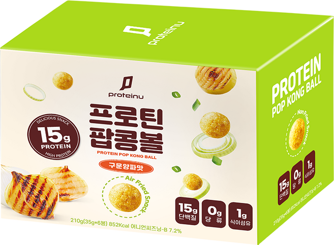 프로틴유 프로틴 팝콩볼 단백질스낵 프로틴 스낵 고단백 구운양파맛, 6개, 35g