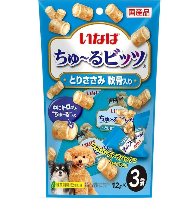 CIAO 狗零食 啾嚕迷你夾心捲 肉泥夾心捲 綠茶消臭成分 日本INABA, 12g, 1個, 雞肉