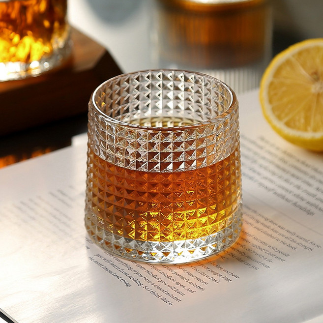 Skyciky 위스키 온더락잔 양주잔 크리스탈 글라스 보석무늬 고급 잔, 1개