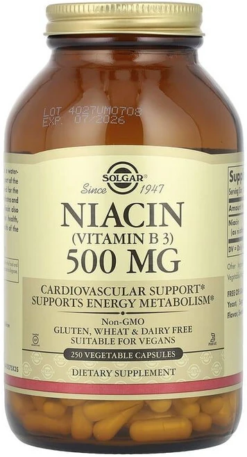 솔가 니아신 (비타민 B3) 500 mg 베지터블 캡슐, 250정, 1개 - 쿠팡