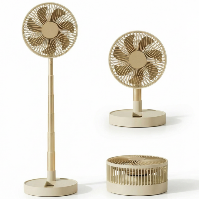 마술사 무선 접이식 탁상용 선풍기 타이머 자동회전 길이조절가능 무소음, 브라운, F46D