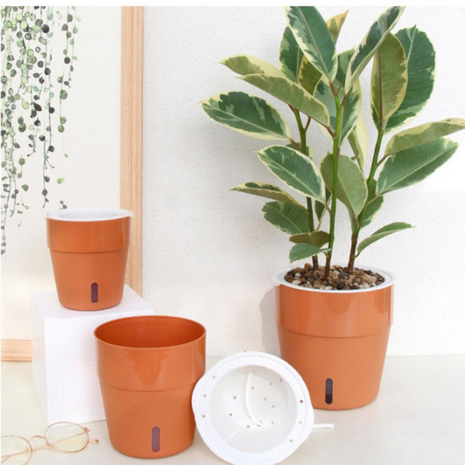 저면관수 인테리어 자동급수 소형 원형 화분 11x12cm, 1개
