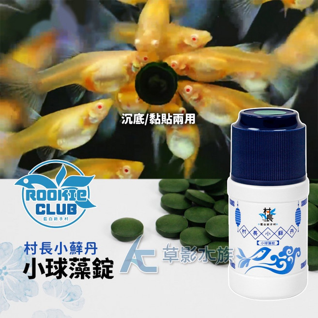 AC草影 村長 小蘚丹 小球藻錠 65g 異形飼料 沉底飼料 綠藻飼料, 1個