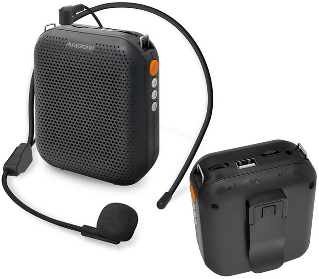 강사 교사 학원 학교 강의용 수업용 헤드 마이크 휴대용 야외 기가폰 확성기 메가폰 무선 블루투스 마이크, 블랙