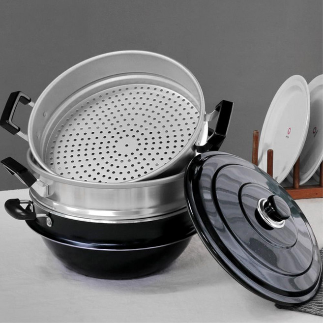 3단 대게 해물 조개찜 가마솥 스텐 찜기 30cm 온천계란 옥수수 고구마, 다용도 3단찜기 28cm