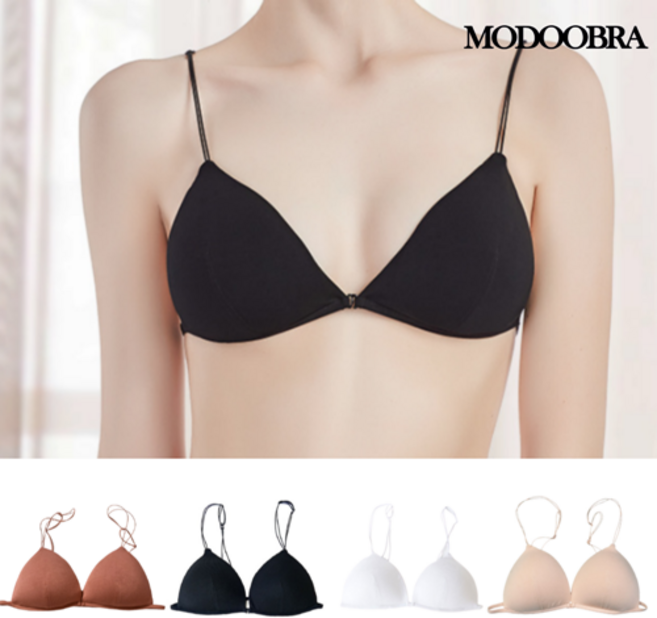 피에스 - 끈얇은브라 노와이어 (순면 앞후크 브라 무몽제 섹시 반컵브라)