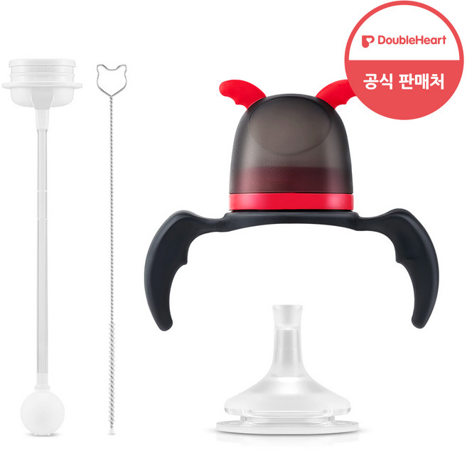 더블하트 모유실감 리틀 데몬 에디션+240ML추빨대+브러시+빨대꼭지세트, 1개, 리틀데몬에디션+빨대꼭지(6m)+240ML추빨대&브러시