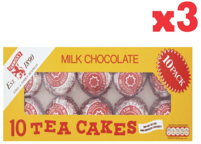 10개입 3팩 총 30개 터녹스 밀크 초콜릿 티 케이크 Tunnocks Milk Chocolate Teacakes 10x24g, 3개, 240g