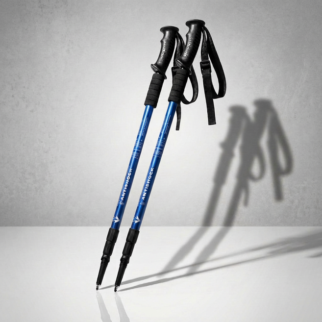 아이셀로 초경량 길이조절 3단 등산스틱, 2개, 블루