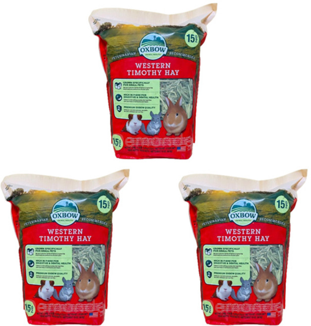 옥스보우 웨스턴 티모시 소동물용 건초, 425g x 3개, 3개