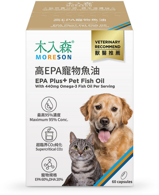 木入森 MORESON 高EPA寵物魚油 獸醫推薦, 1個, 免疫/抗氧化, 60顆