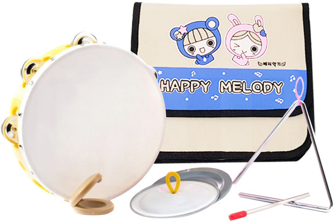 베리악기 어린이 리듬 악기 세트 가방 케이스 VAR-2201 타악기 트라이앵글 캐스터네츠 탬버린 심벌즈, 1개