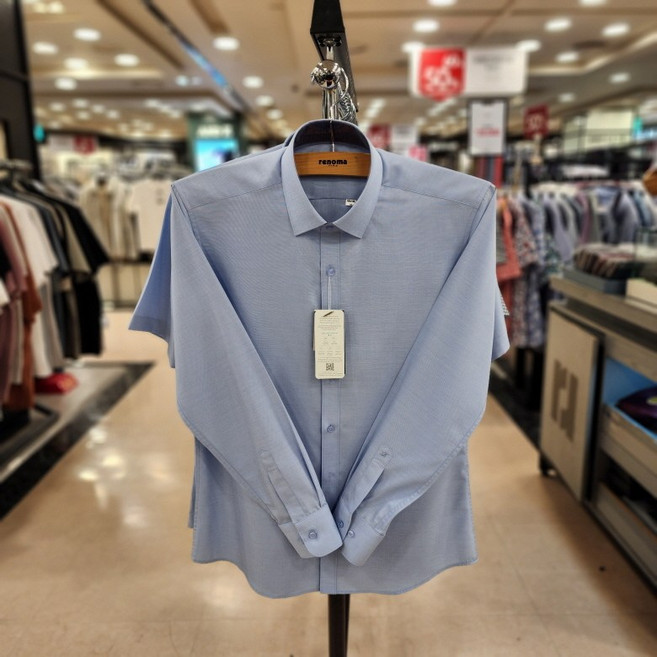 NC 불광점 레노마 # 23년 ** 블루 구김 없는 배색 슬림핏 셔츠 RZRSLP-954-BU-5555
