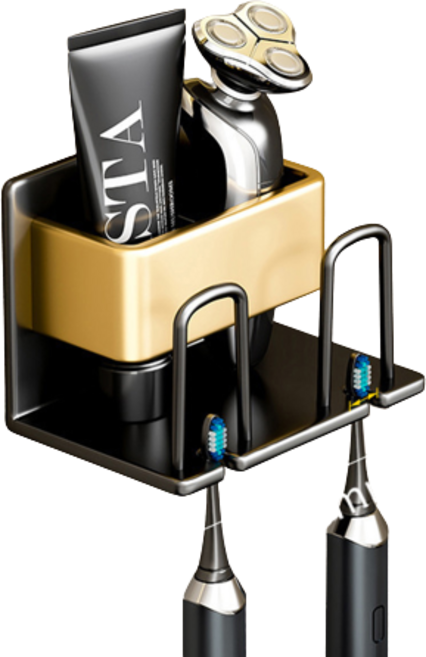 무타공 칫솔꽂이 4Color 다용도거치대 2구, 골드, 1개