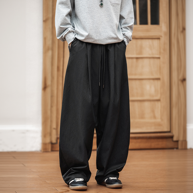 HANYO 남자 히든 밴딩 와이드 베이직 빅사이즈 롱다리 팬츠 구김방지 슬랙스