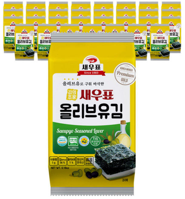 새우표 완도 올리브유 도시락김, 5g, 32개