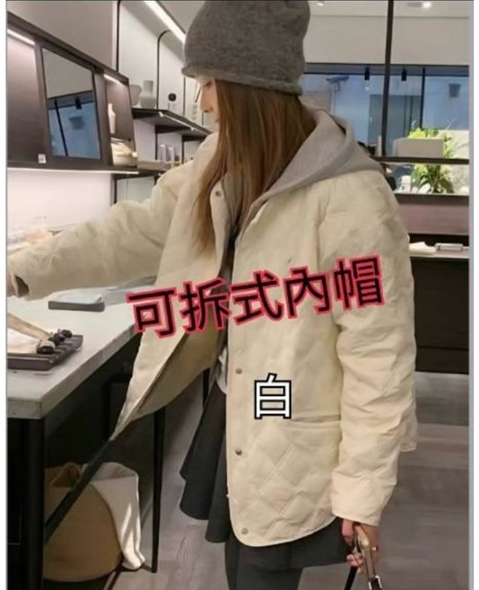 可拆式帽子鋪棉外套