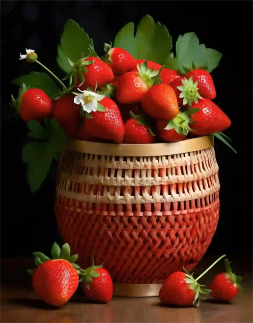 행운의 열매 딸기 목재 조각퍼즐 재물 풍부 가져다오는 과일 재물운에 좋은 풍수 컬렉션 그림퍼즐 300 500 700 1000피스, 바구니에 담긴 딸기 퍼즐도안06, 1000조각(퍼즐유액없음), 1개