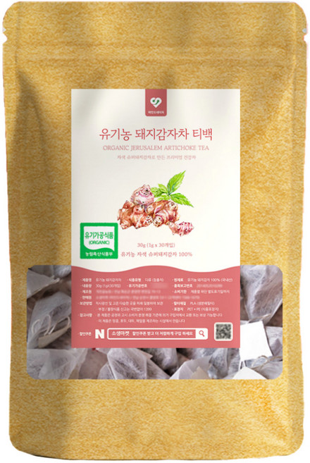 국산 유기농 볶은 건 돼지감자차 티백 당뇨에 좋은 다이어트 차 1g 30개입, 1개