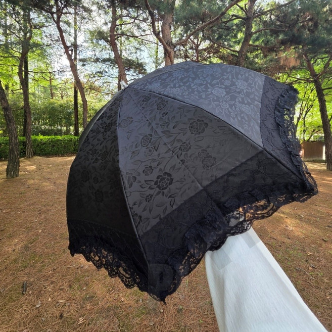 [백화점 정품] 메트로시티 여성 양산 곡형 프릴 초경량 자외선차단100% 암막 차광 MU0611 레이스 우양산 +보관 파우치