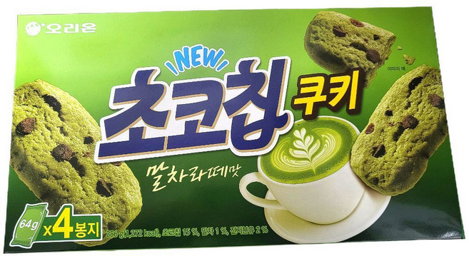 2025 한정판 오리온 초코칩쿠키 말차 제주말차라떼맛 (64gX4봉지) 256g 1통, 2개