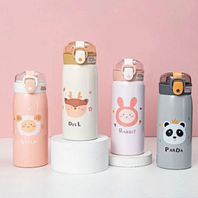 큐티 애니멀 보온병 350ml 원터치 텀블러, 토끼, 1개