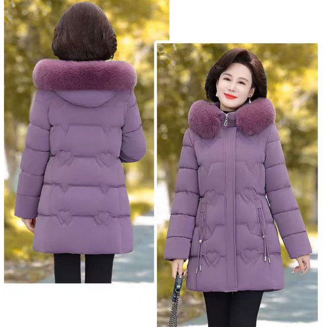 708090 중년 여성 두툼 후드 집업 패딩