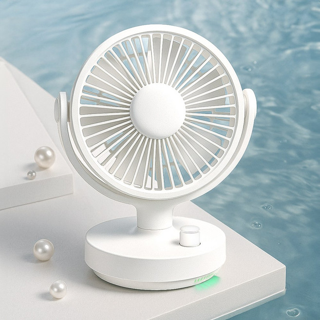 무선 탁상용 선풍기 자동 회전 10단풍량 PS020, 선풍기 PS020 화이트
