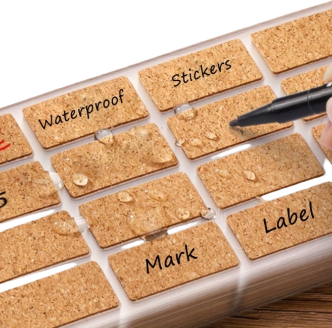 유니크한 다용도 코르크 라벨 스티커 96p 세트, 브라운, 1세트