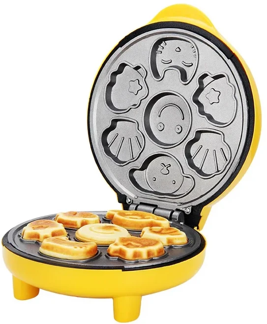 가정용 자동 케이크 기계 만화 미니 어린이 빵 양면 가열 베이킹 아침 식사 EU US 220V, 02 영국, 01 YELLOW