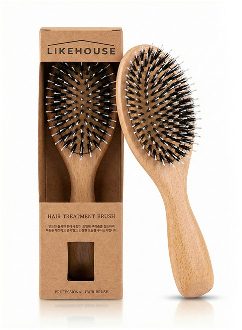 라이크하우스 돈모 쿠션 헤어브러쉬, 네츄럴 우드, 1개