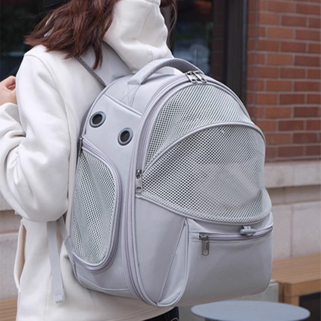 스페이스캣 반려동물 동글이 백팩형 이동가방, 그레이, 1개